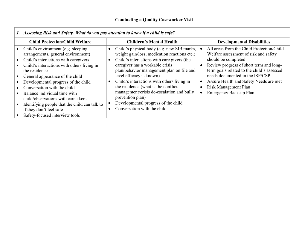 Conducting a Quality Caseworker Visit