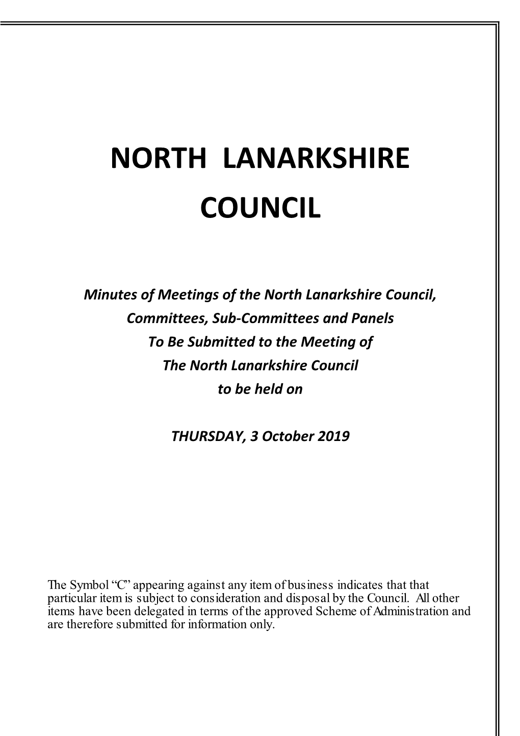 Minutes of Meetings of the North Lanarkshire Council