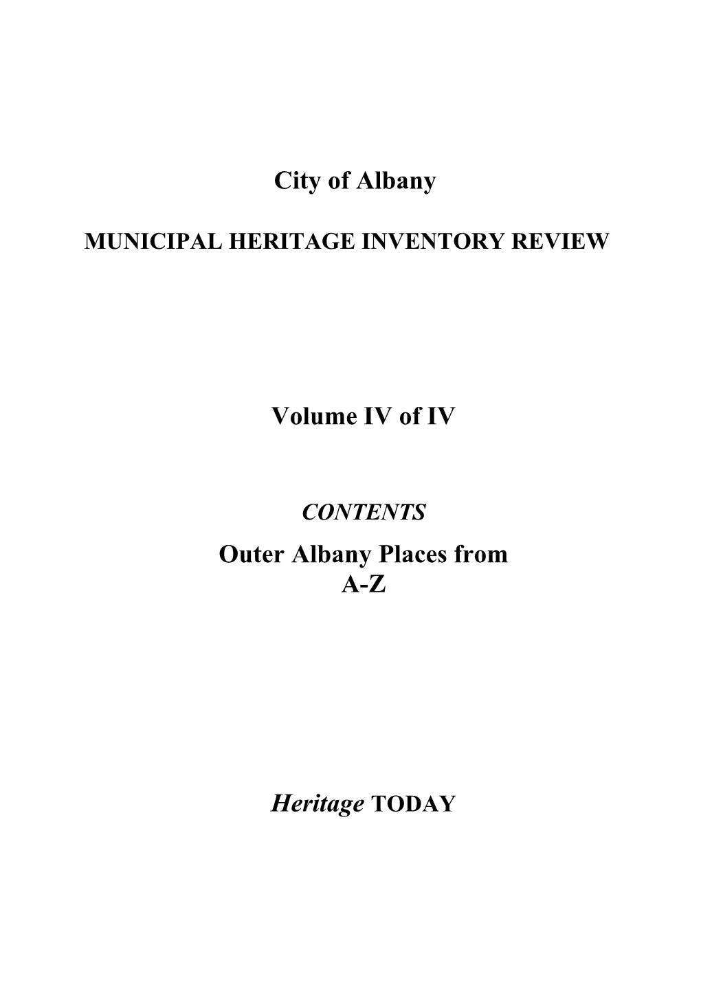 Municipal Heritage Inventory Review