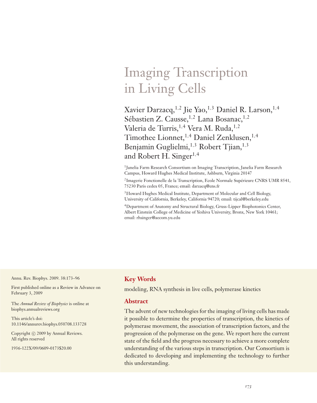 Imaging Transcription in Living Cells