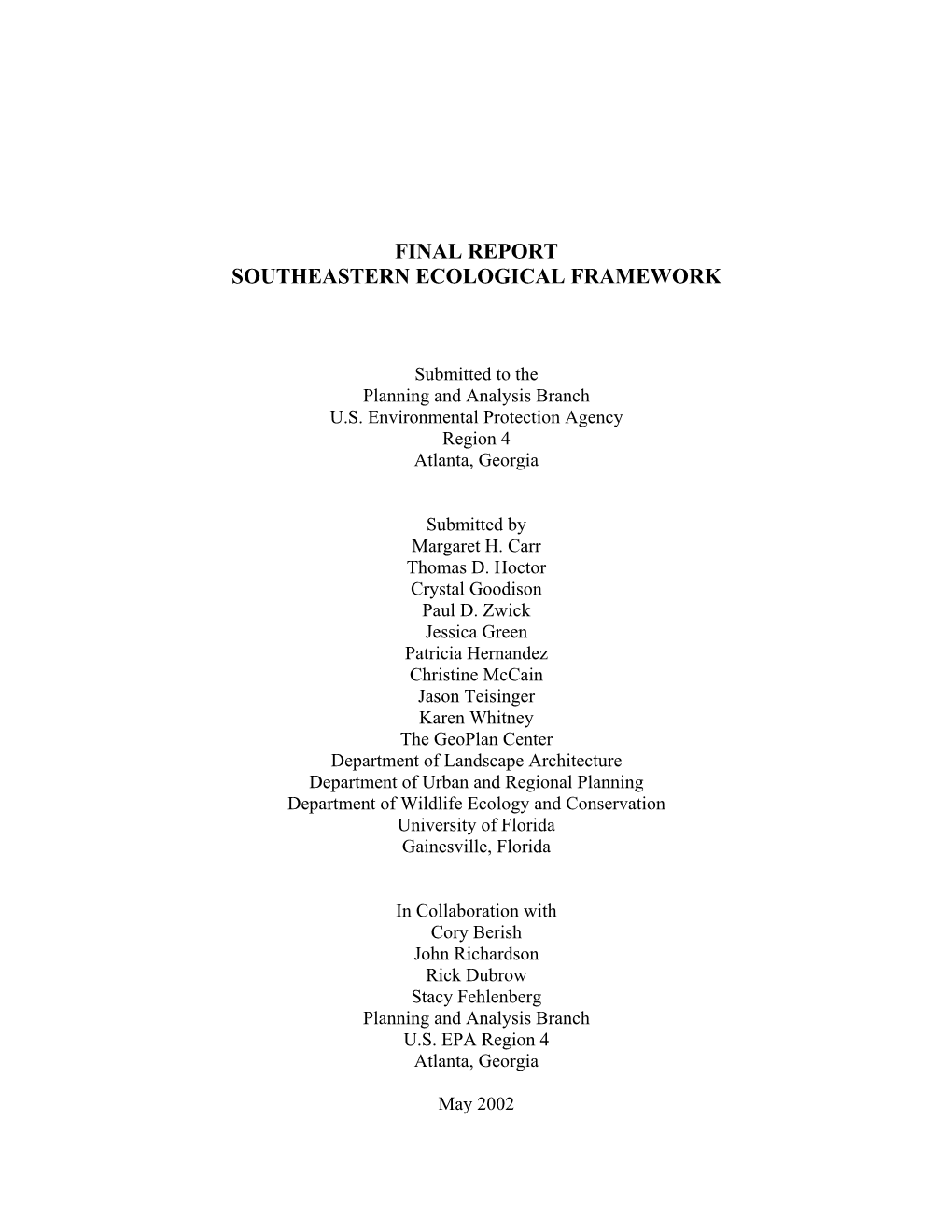 Southeastern Ecological Framework