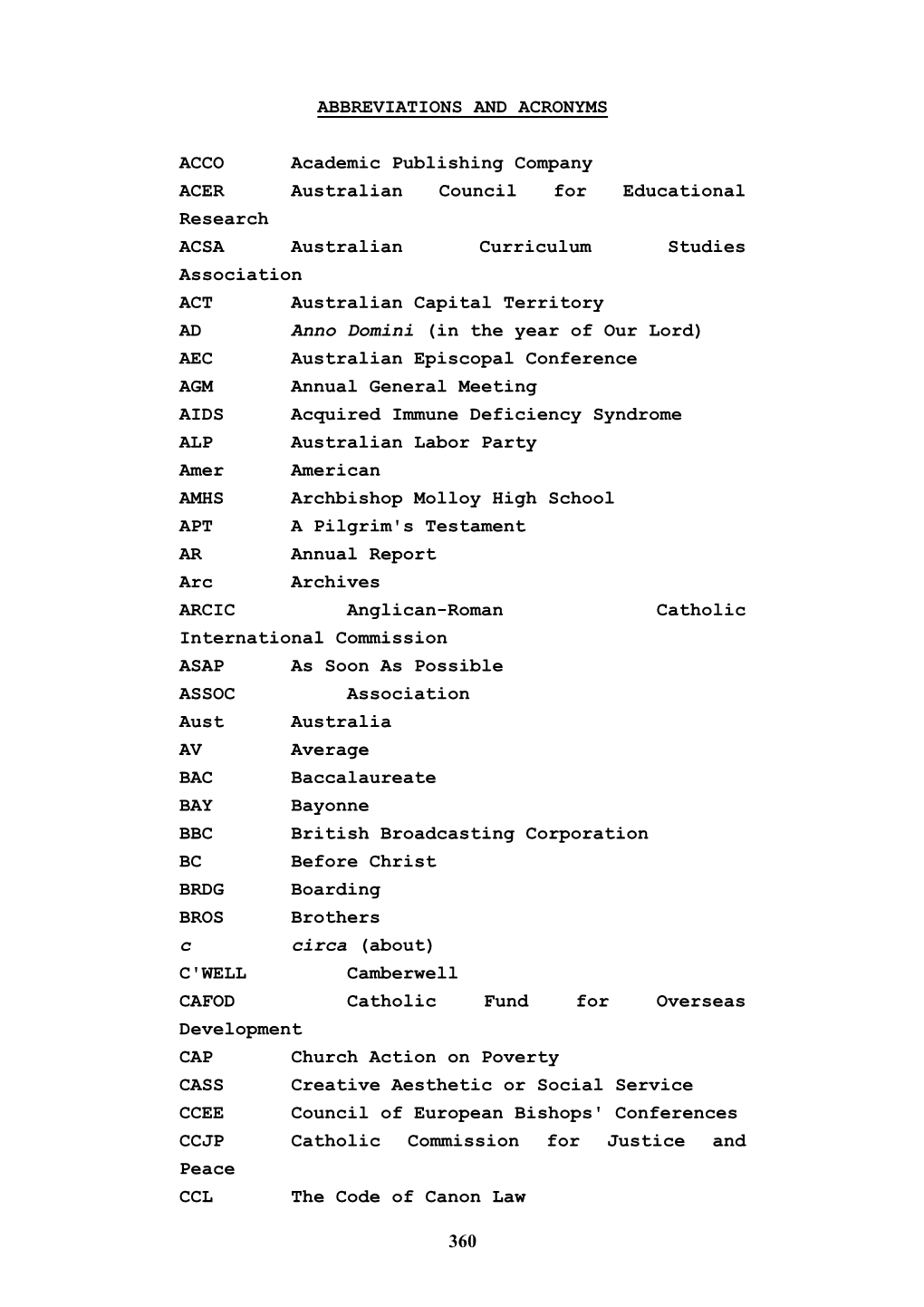 Abbreviations and Acronyms