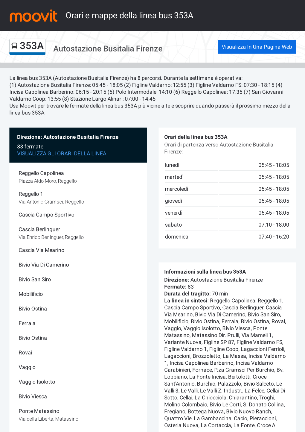Orari E Percorsi Della Linea Bus 353A