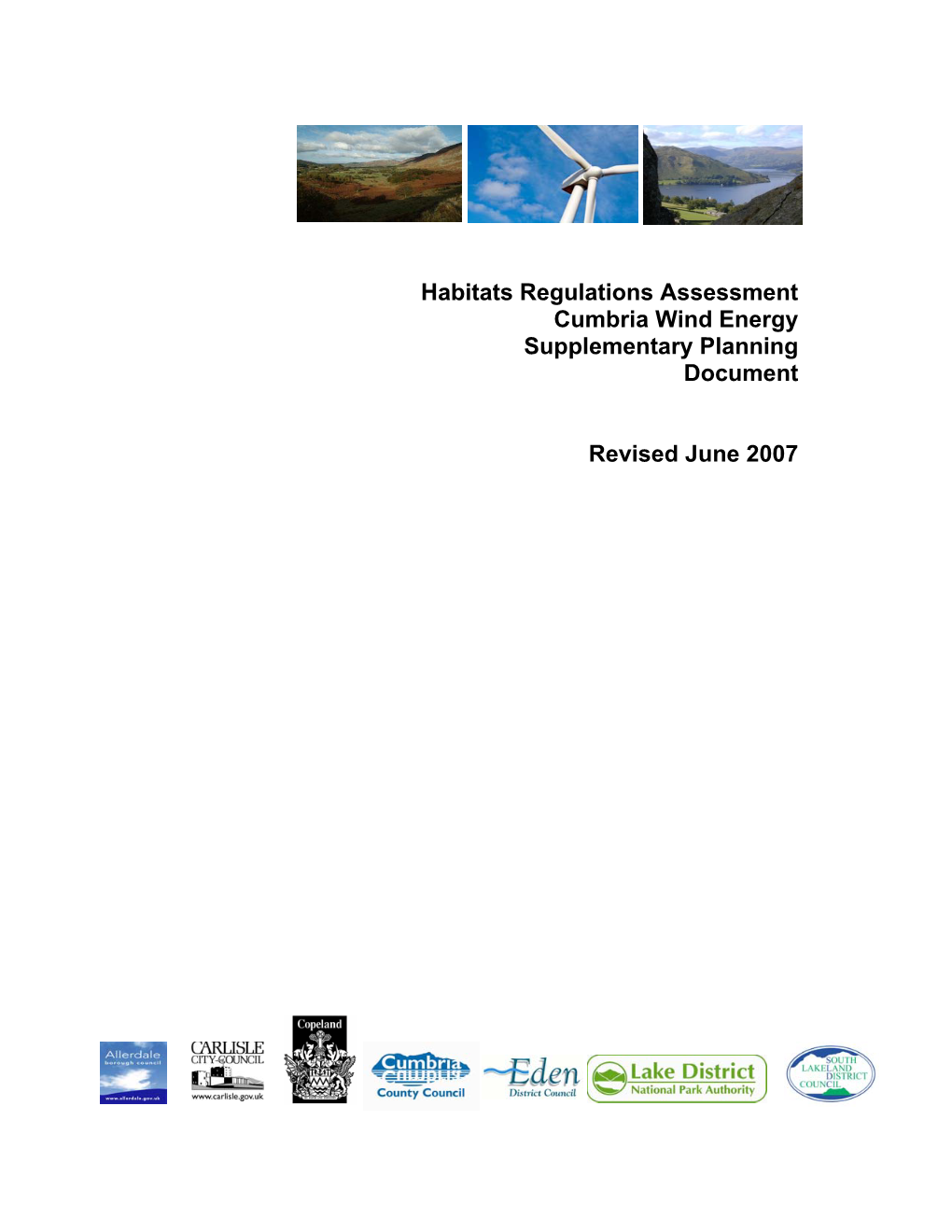 Habitats Regulations Assessment Cumbria Wind Energy Supplementary Planning Document