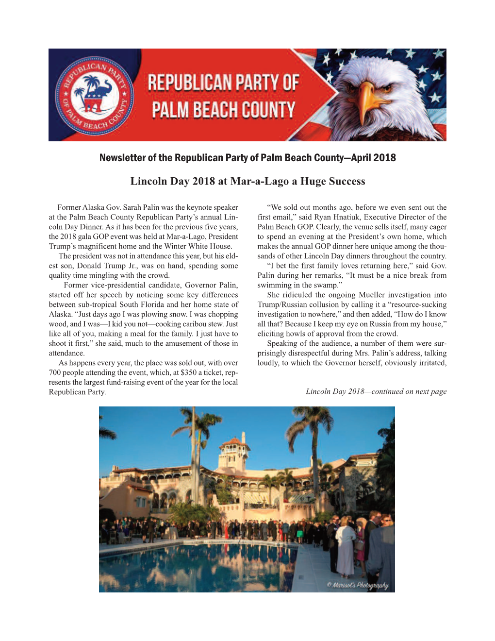 Newsletter of the Republican Party of Palm Beach County—April 2018