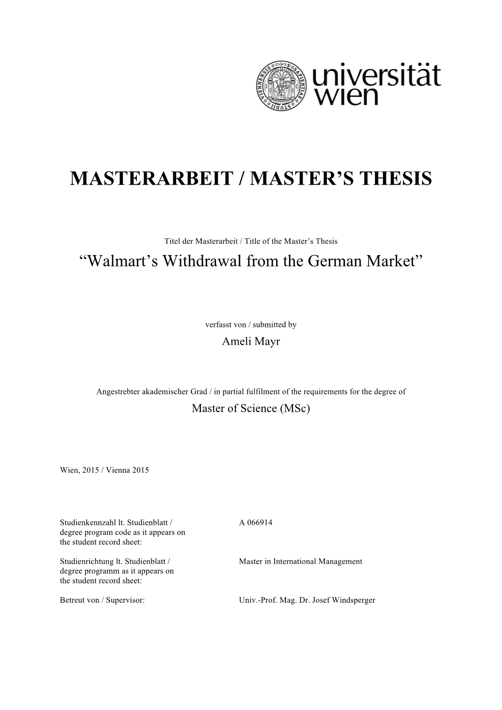 Masterarbeit / Master's Thesis