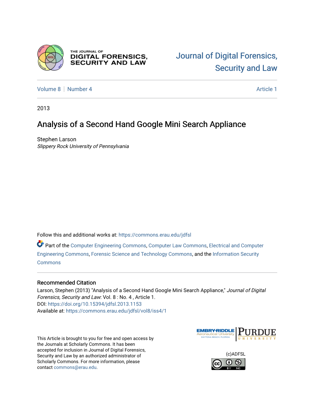 Analysis of a Second Hand Google Mini Search Appliance