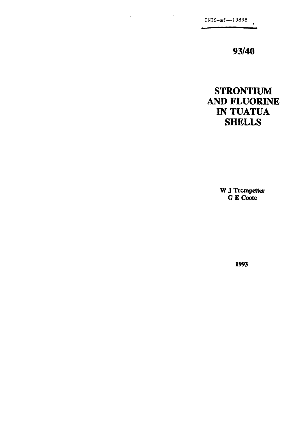 93/40 Strontium and Fluorine in Tuatua Shells