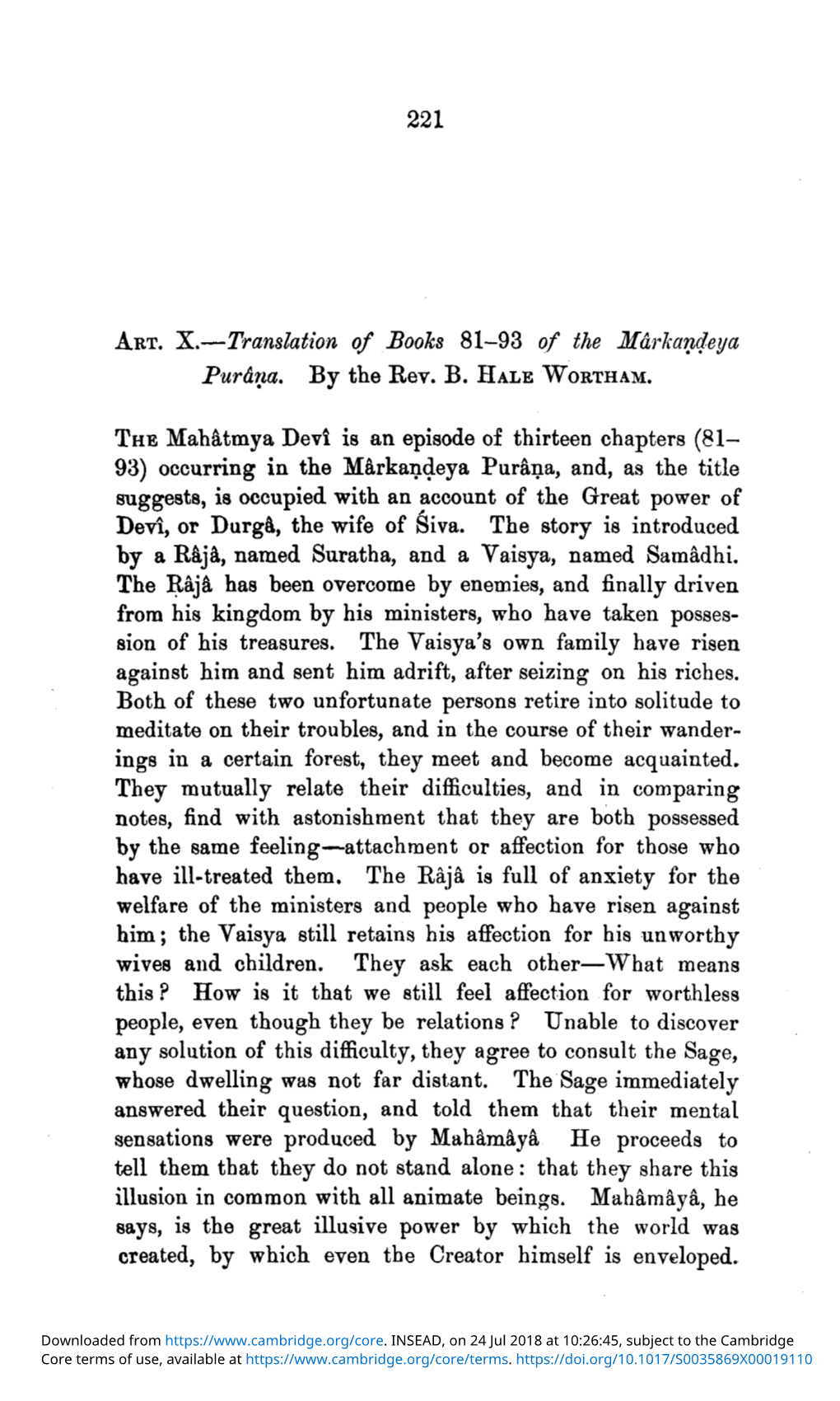 ART. X.—Translation of Books 81-93 of the M&Rkandeya Pur&Ria