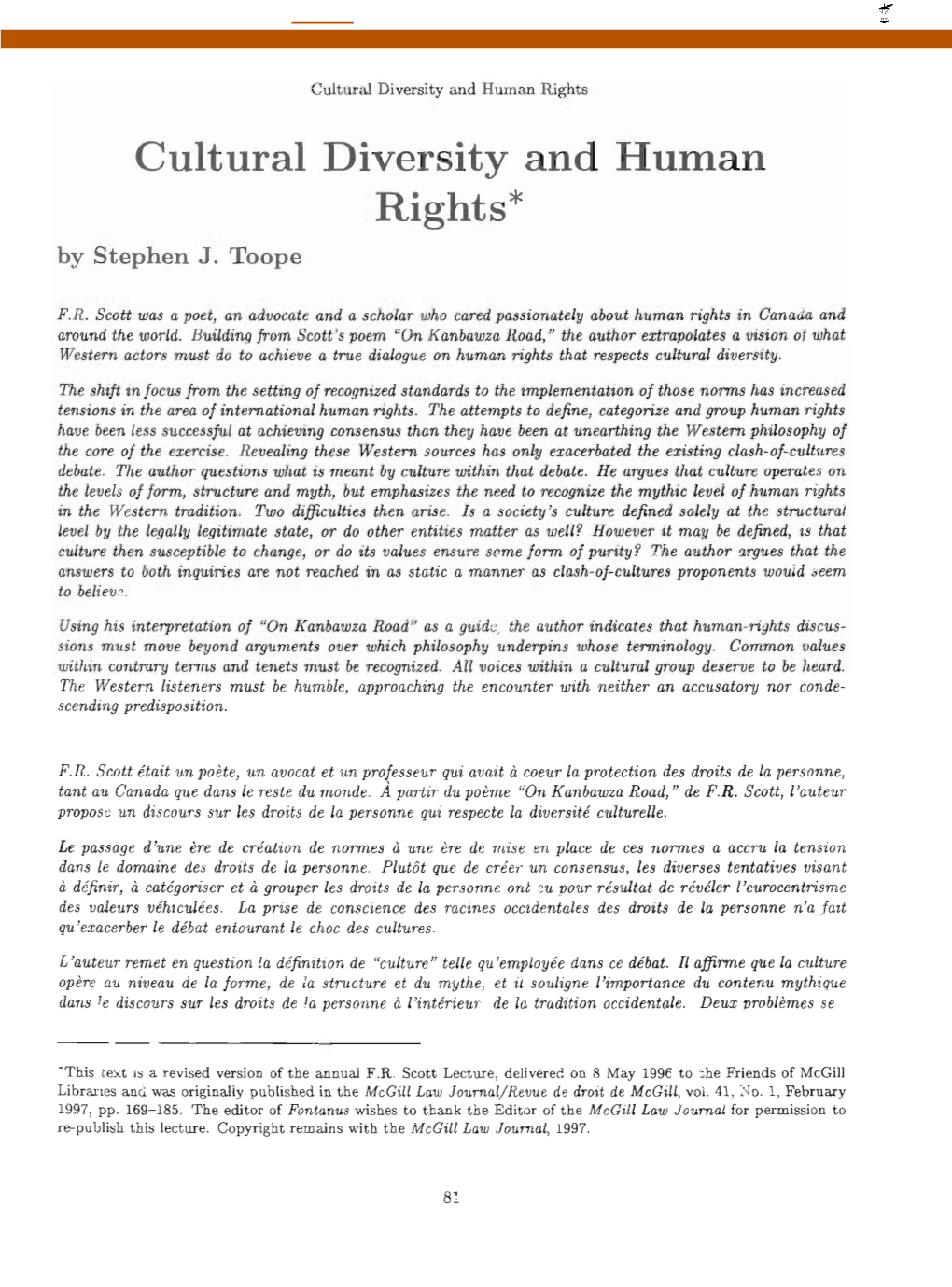 Cultural Diversity and Human Rights* by Stephen J