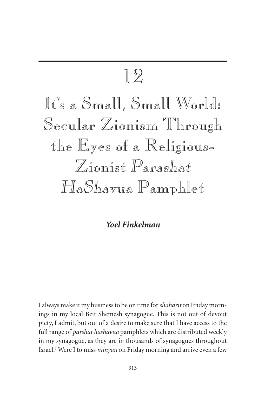 Secular Zionism Through the Eyes of a Religious- Zionist Pamphlet