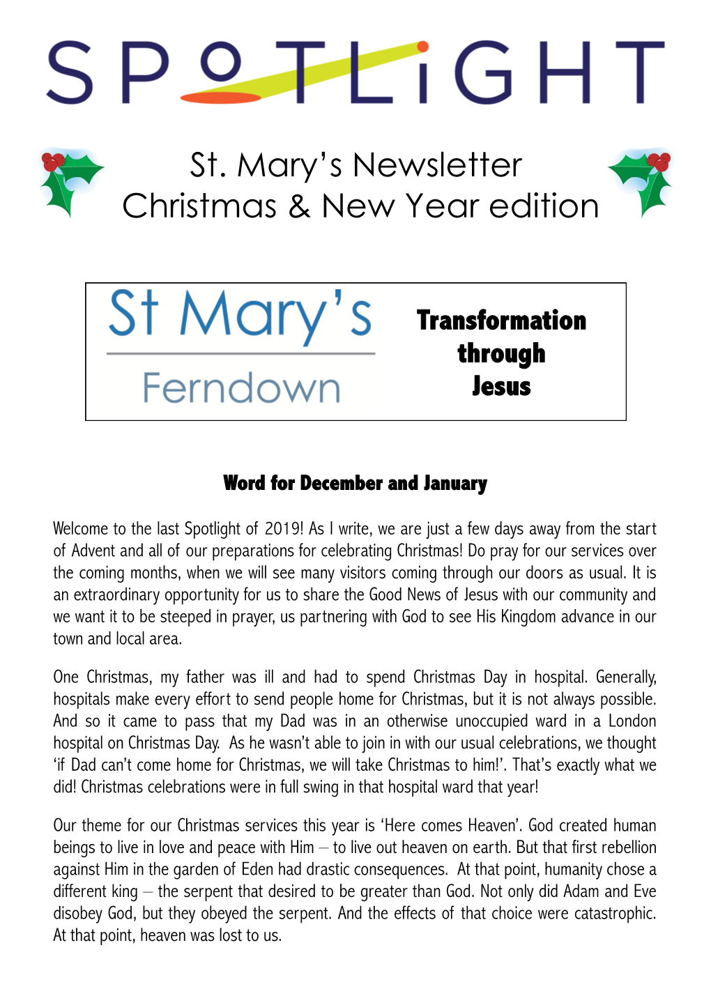 St. Mary's Newsletter Christmas & New