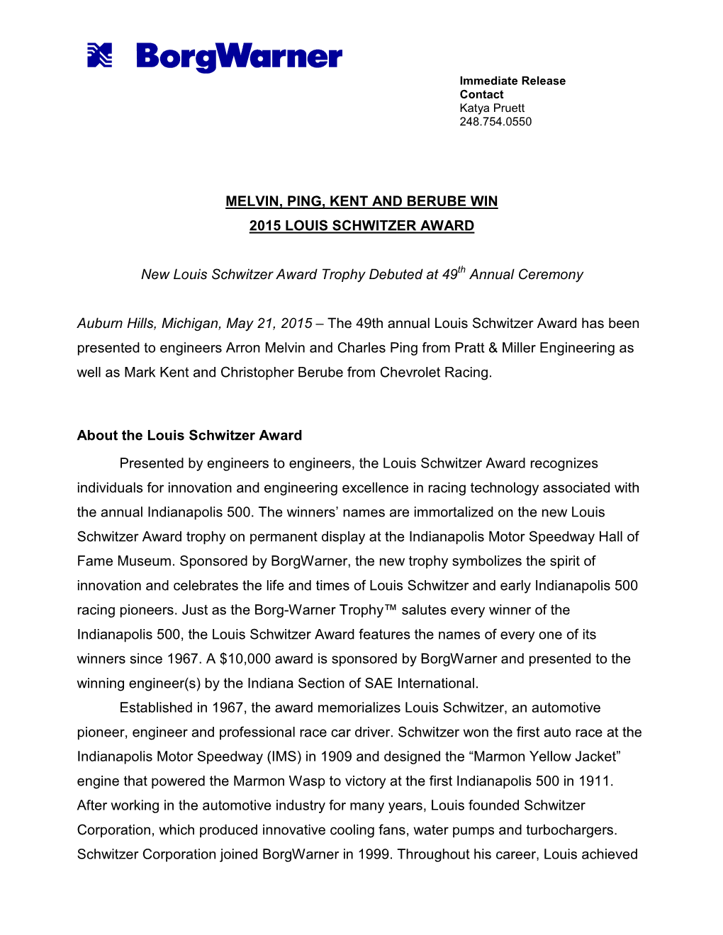 2015 Louis Schwitzer Award