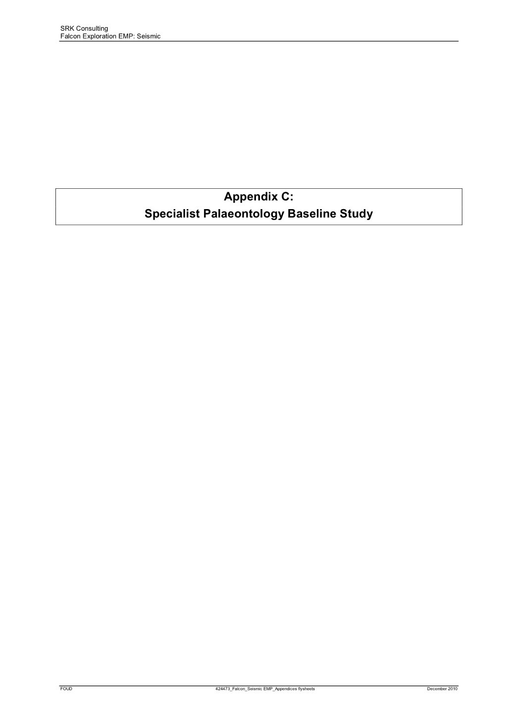 Appendix C: Specialist Palaeontology Baseline Study