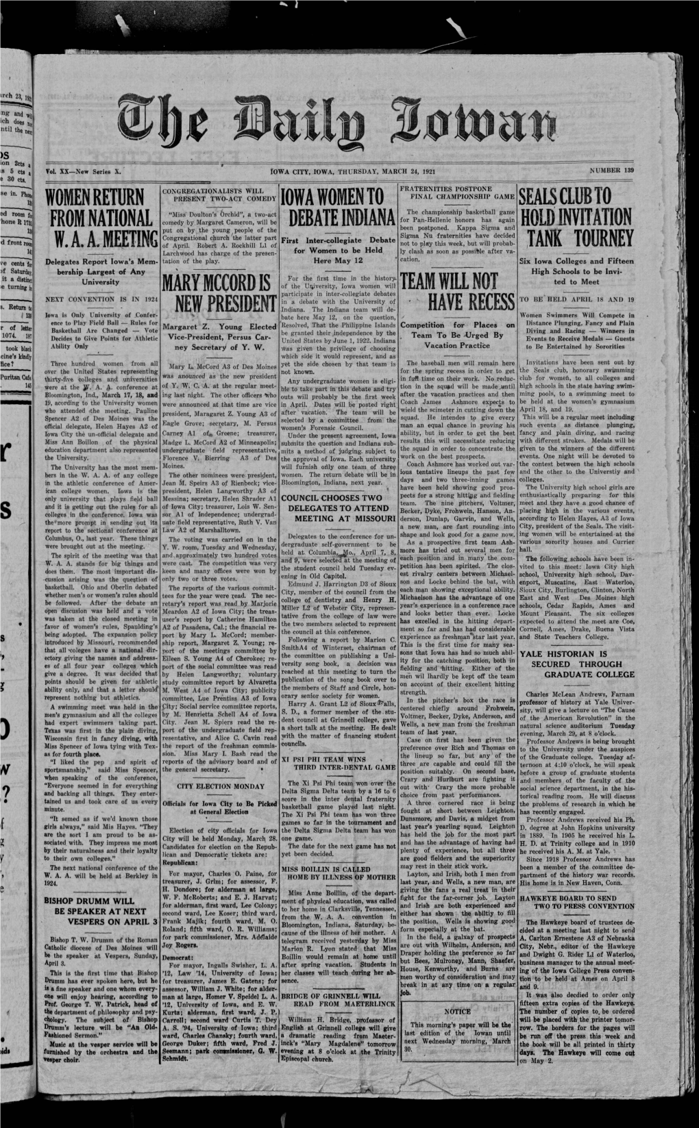 Daily Iowan (Iowa City, Iowa), 1921-03-24