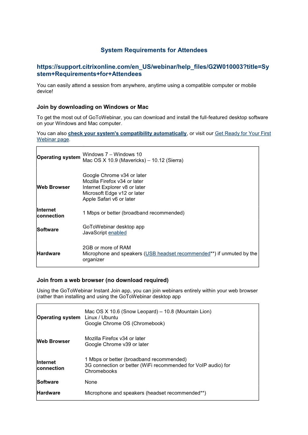 System Requirements for Attendees Stem+Requirements+For+Attendees