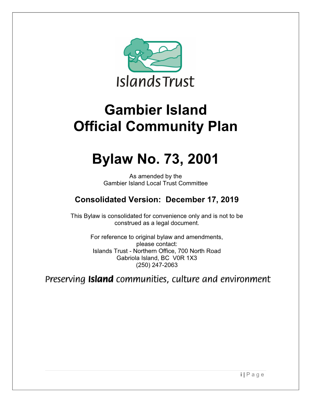 Gambier Island Official Community Plan