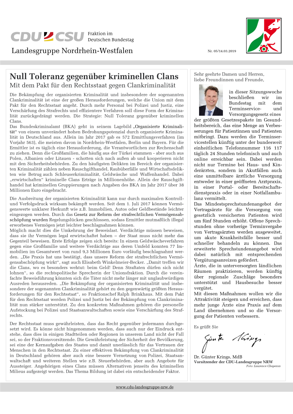 Newsletter CDU-Landesgruppe