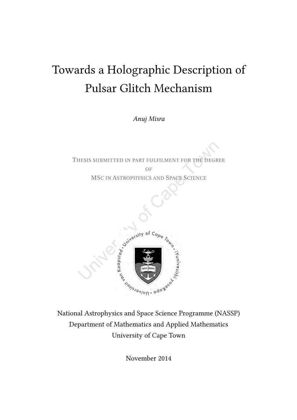 Towards a Holographic Description of Pulsar Glitch Mechanism