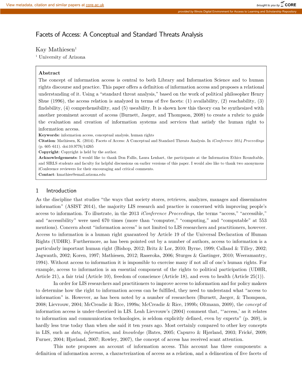 Facets of Access: a Conceptual and Standard Threats Analysis