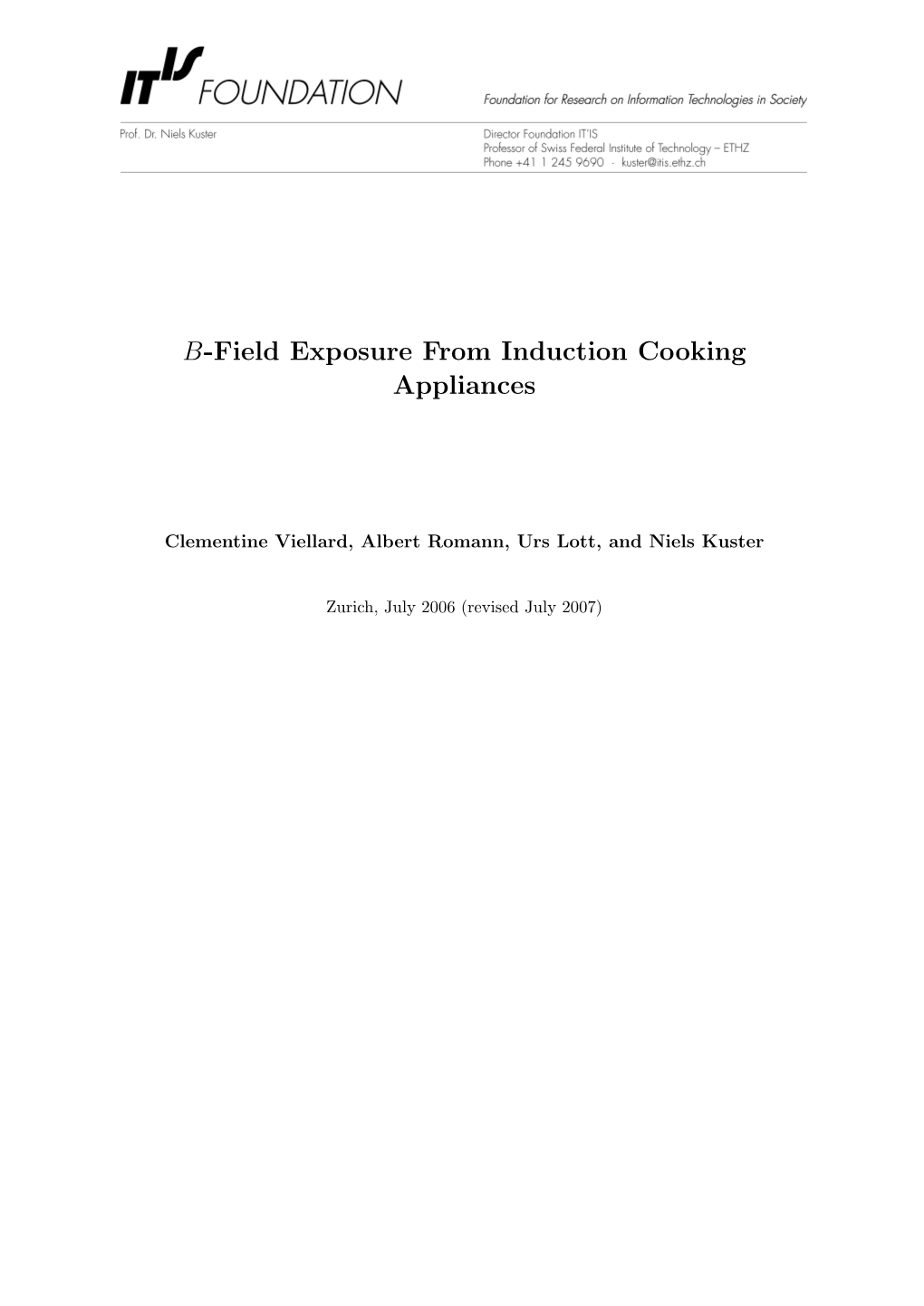 B-Field Exposure from Induction Cooking Appliances