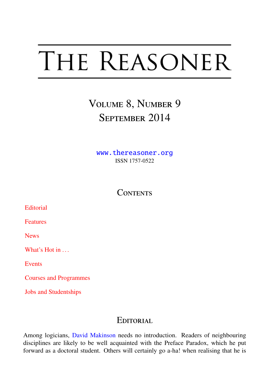 Volume 8, Number 9 (Optimised for Screen Readers)