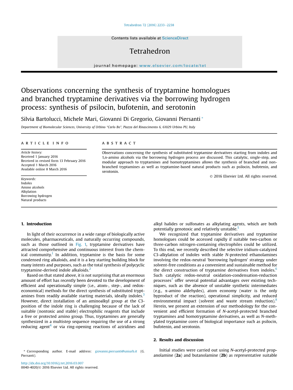 Observations Concerning the Synthesis of Tryptamine Homologues