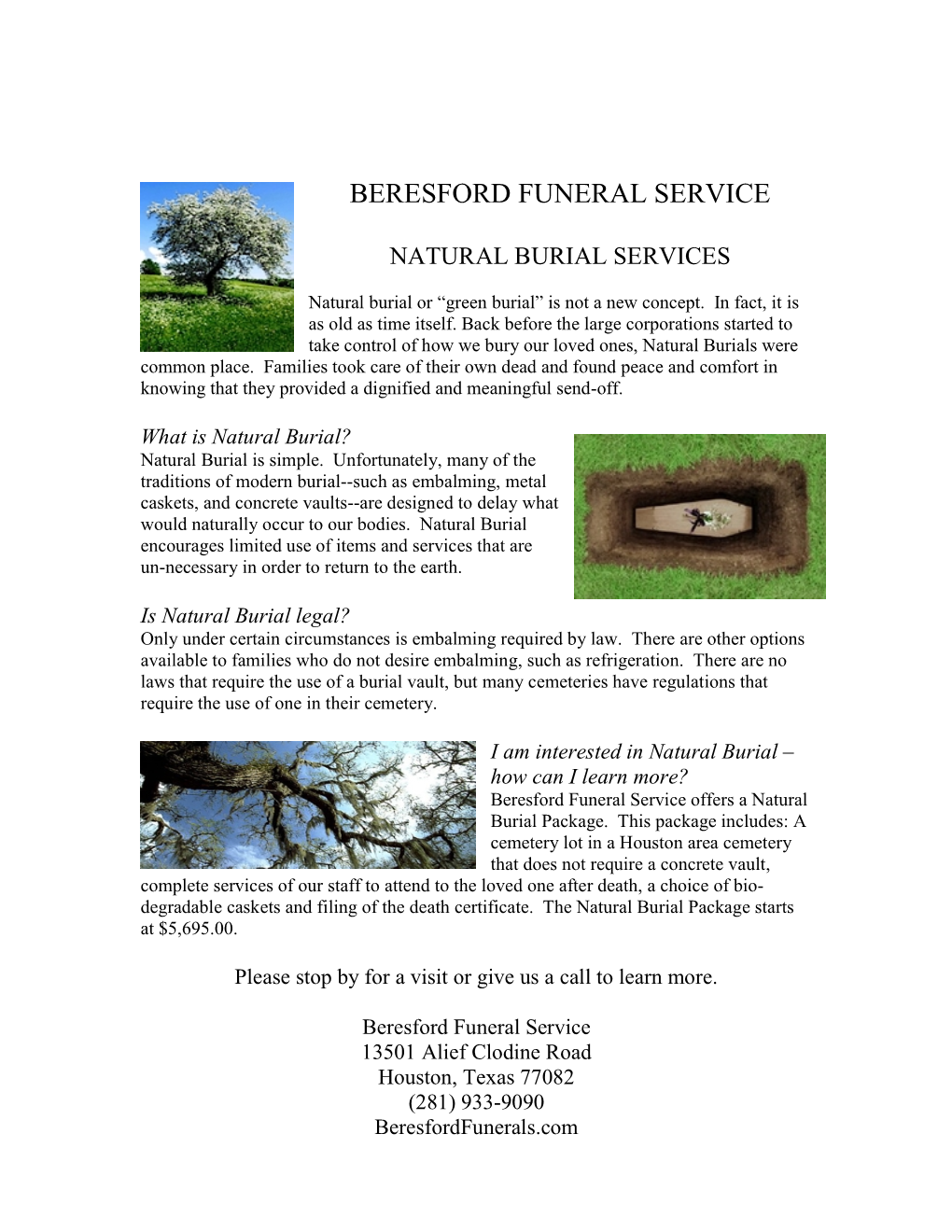 To Print the Natural Burial Package