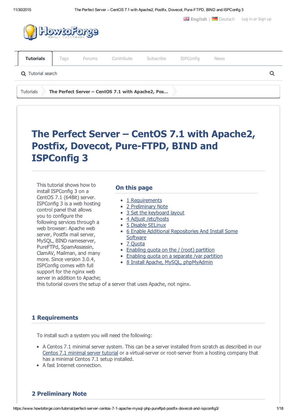 The Perfect Serverа–Аcentos 7.1 with Apache2, Postfix, Dovecot