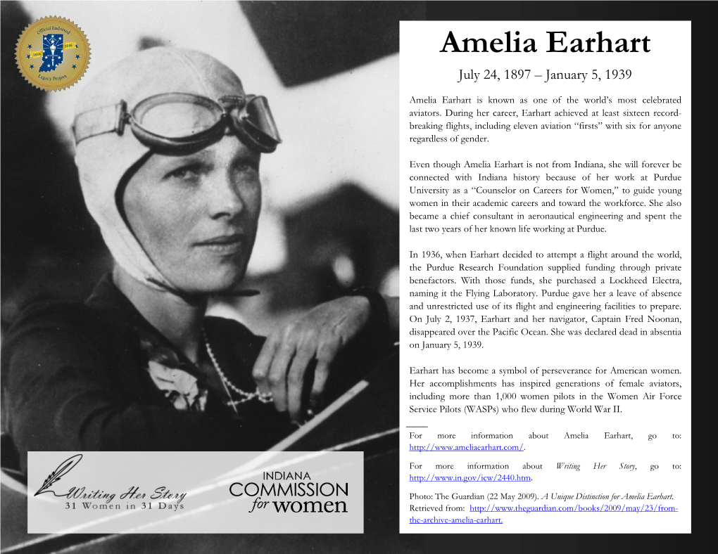 Amelia Earhart July 24, 1897 – January 5, 1939