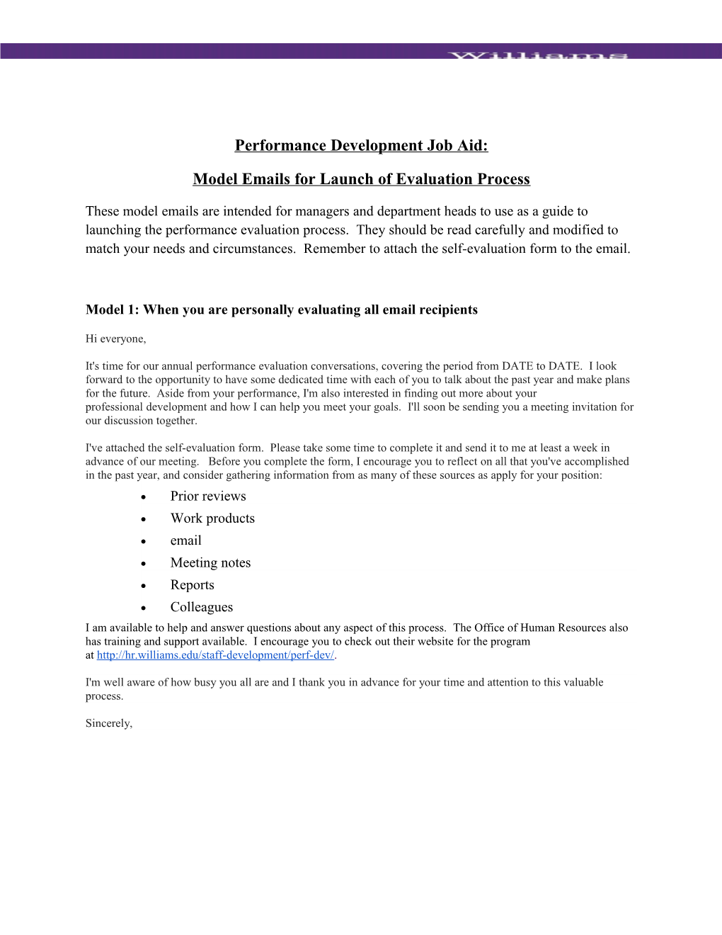 Performance Development Job Aid