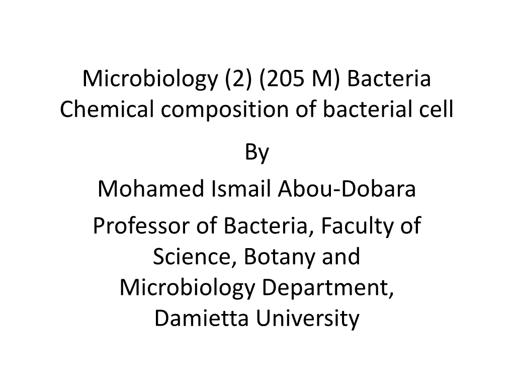 Chemical Composition of Bacterial Cell