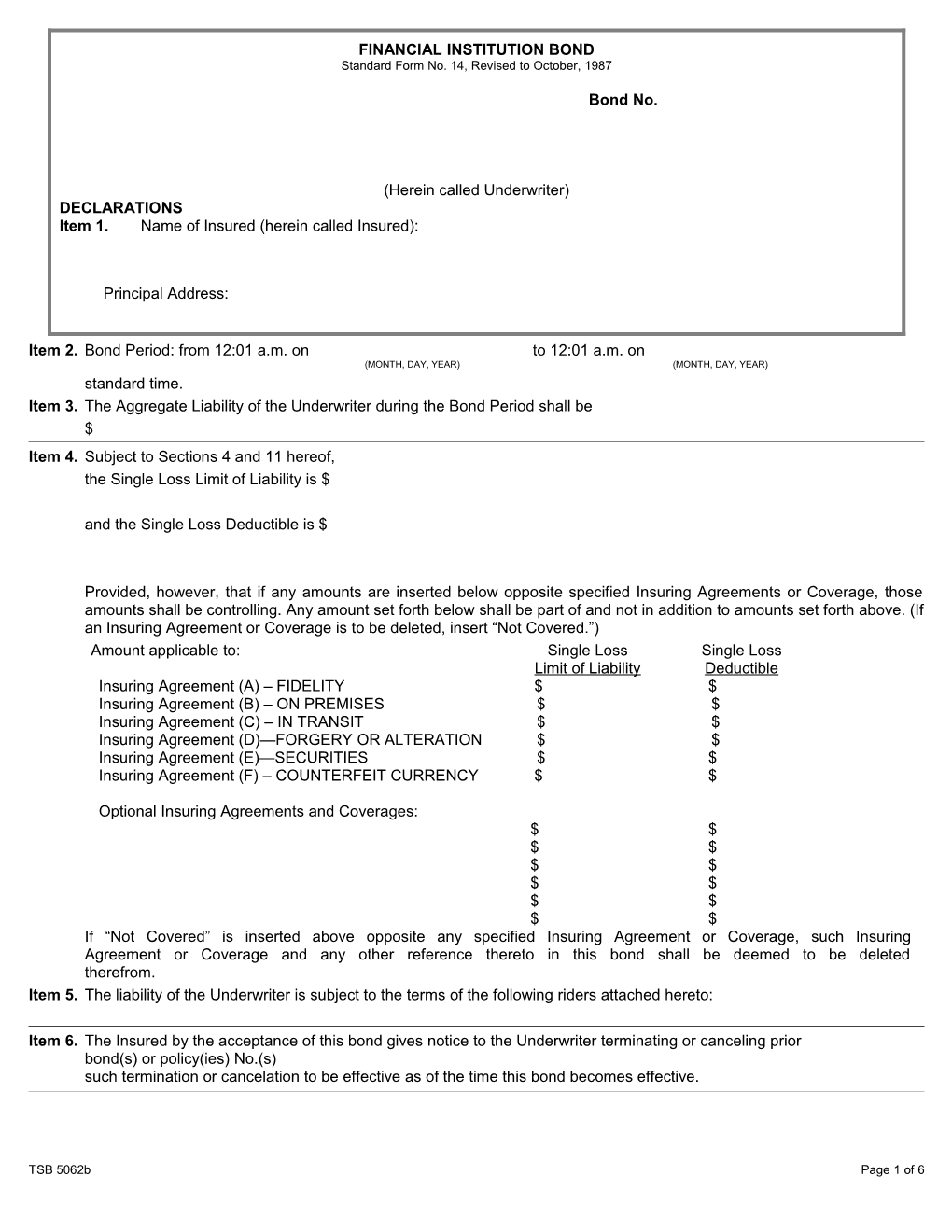 Financial Institution Bond