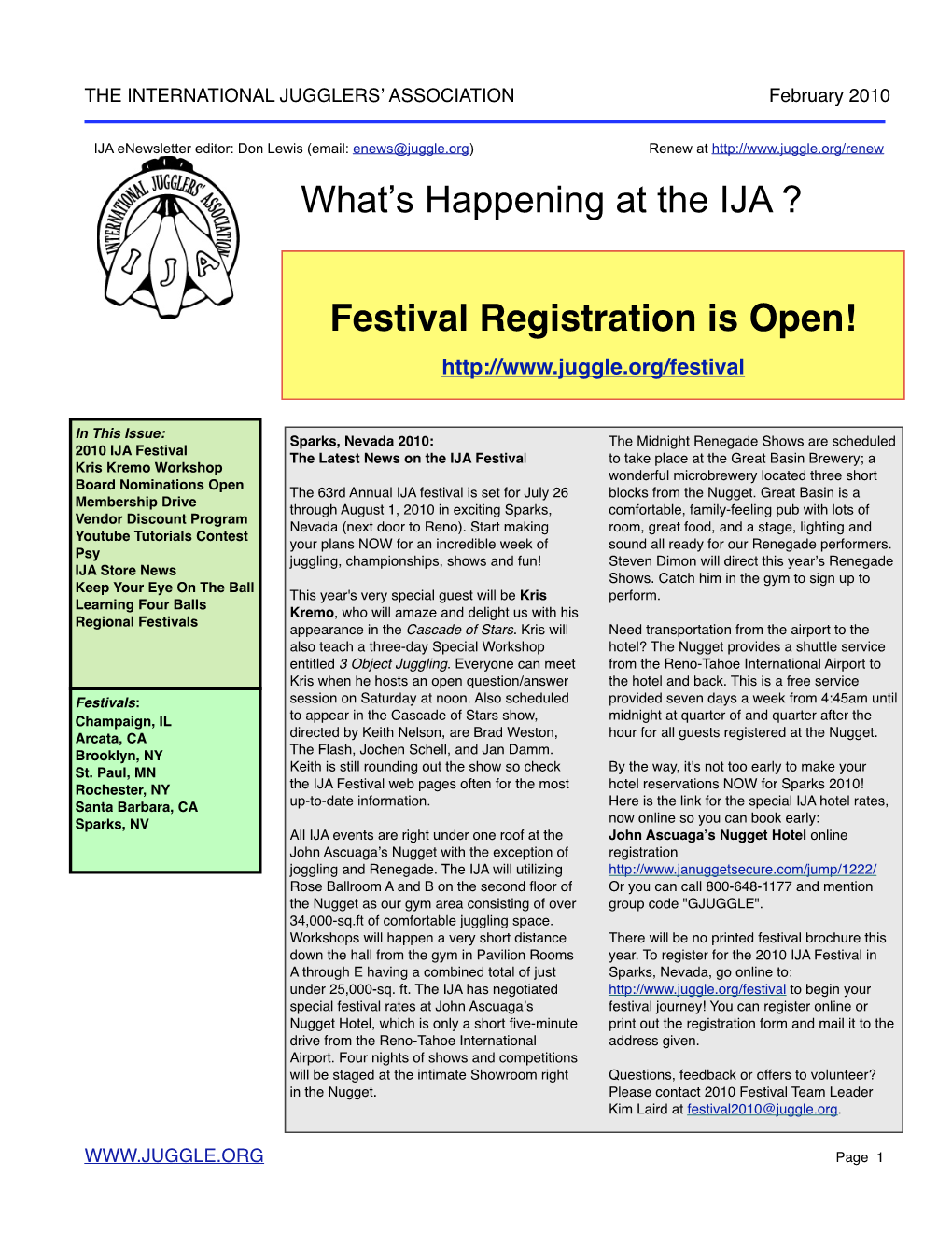 What's Happening at the IJA ? Festival Registration Is Open!