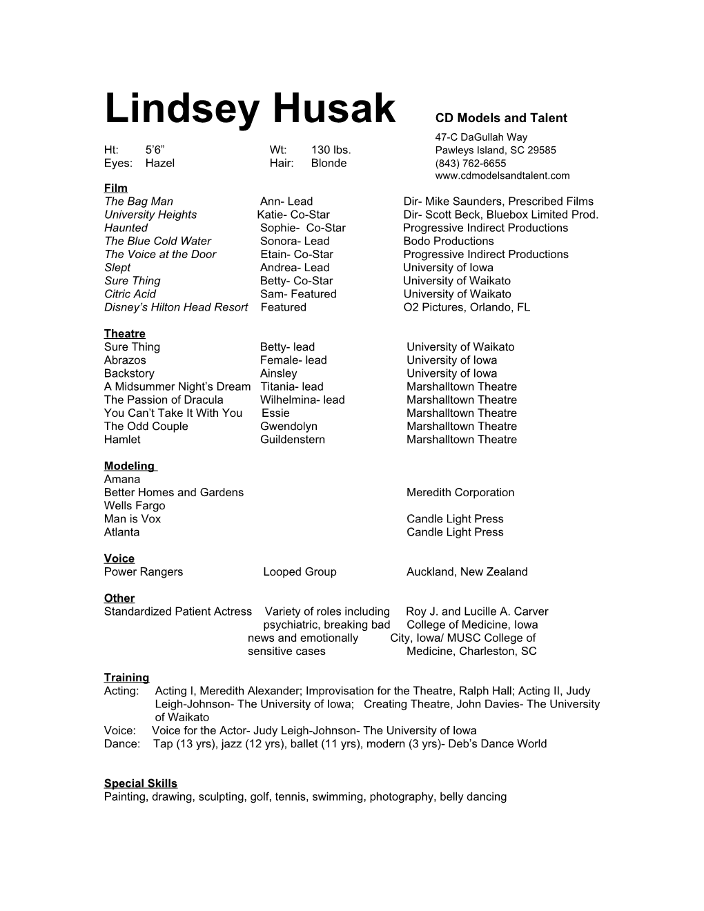 Lindsey Husak CD Models and Talent