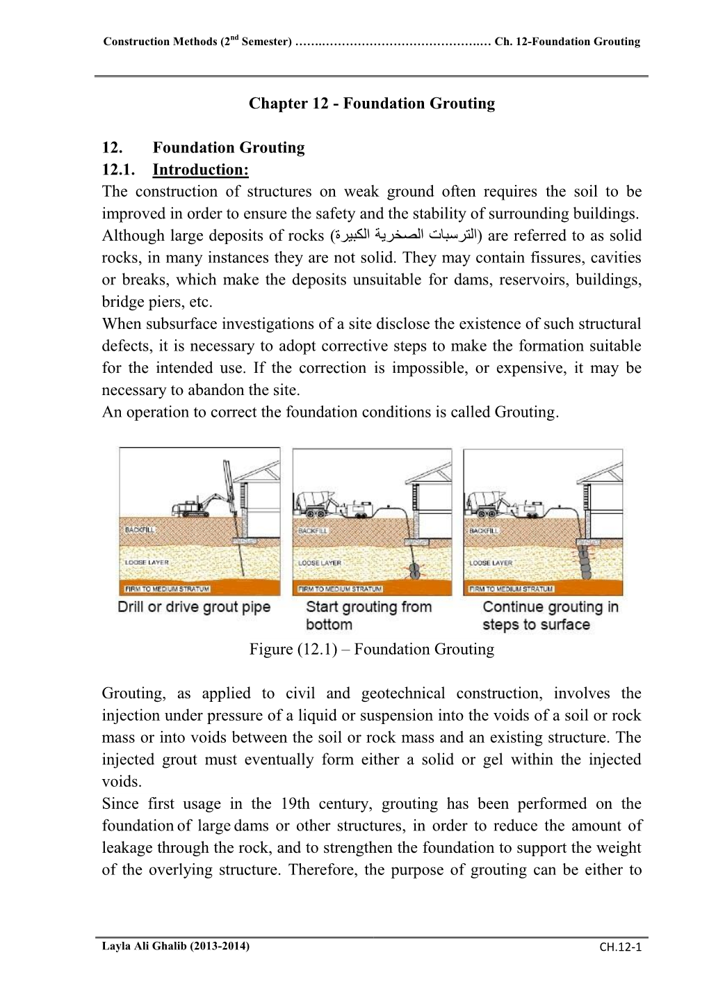 Chapter 12 - Foundation Grouting