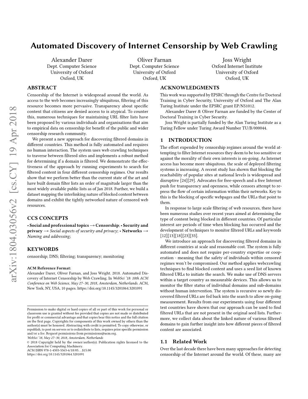 Automated Discovery of Internet Censorship by Web Crawling