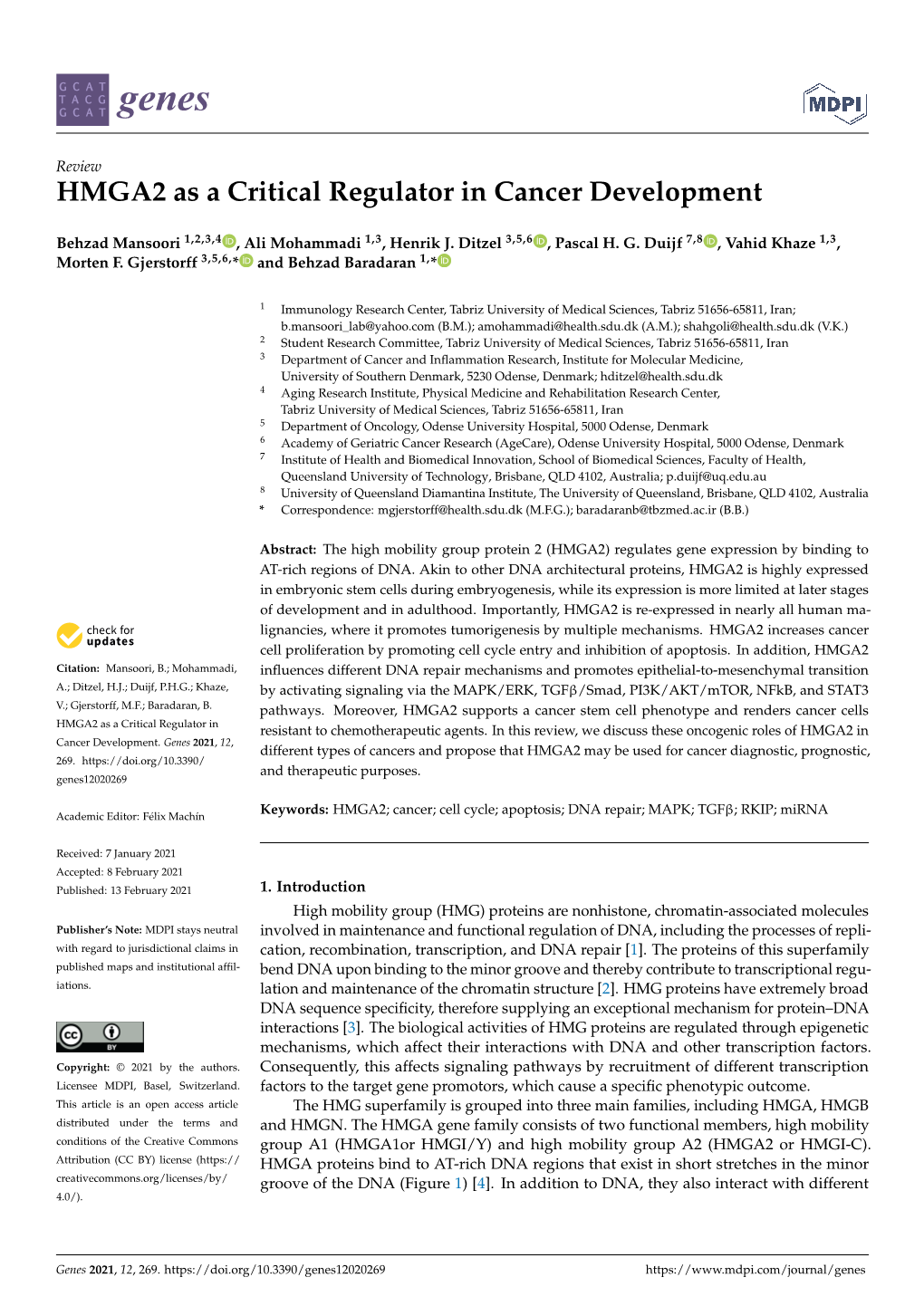 HMGA2 As a Critical Regulator in Cancer Development