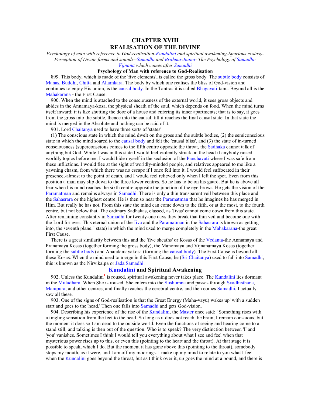 CHAPTER XVIII REALISATION of the DIVINE Kundalini and Spiritual