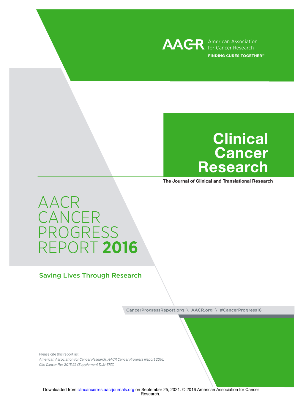 AACR Cancer Progress Report 2016
