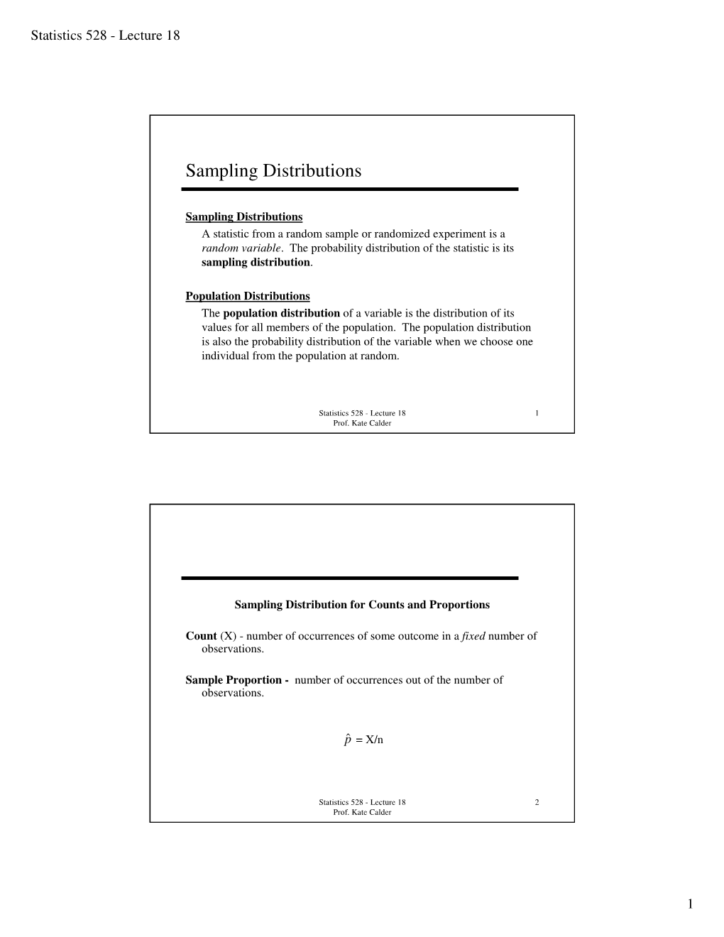 Sampling Distributions