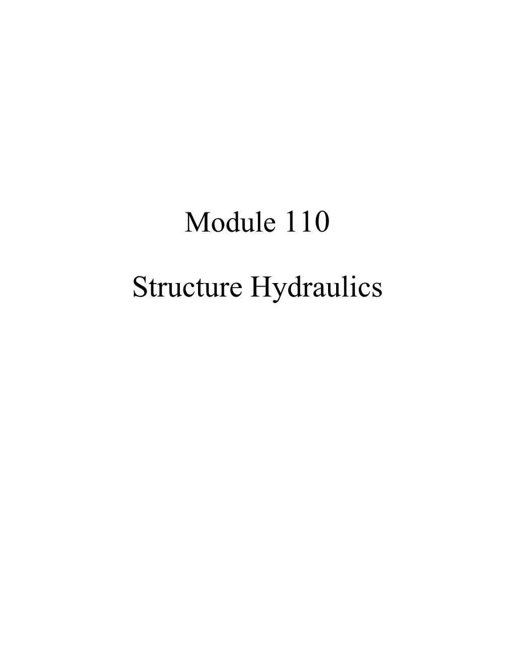 Structure Hydraulics