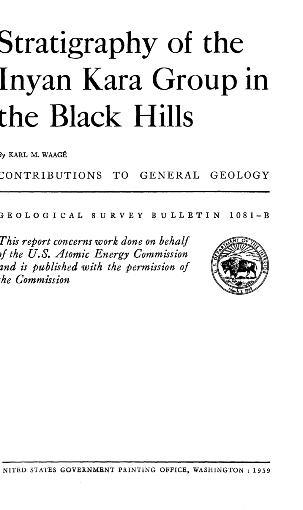 Stratigraphy of the Lnyan Kara Group in the Black Hills Rjy KARL M