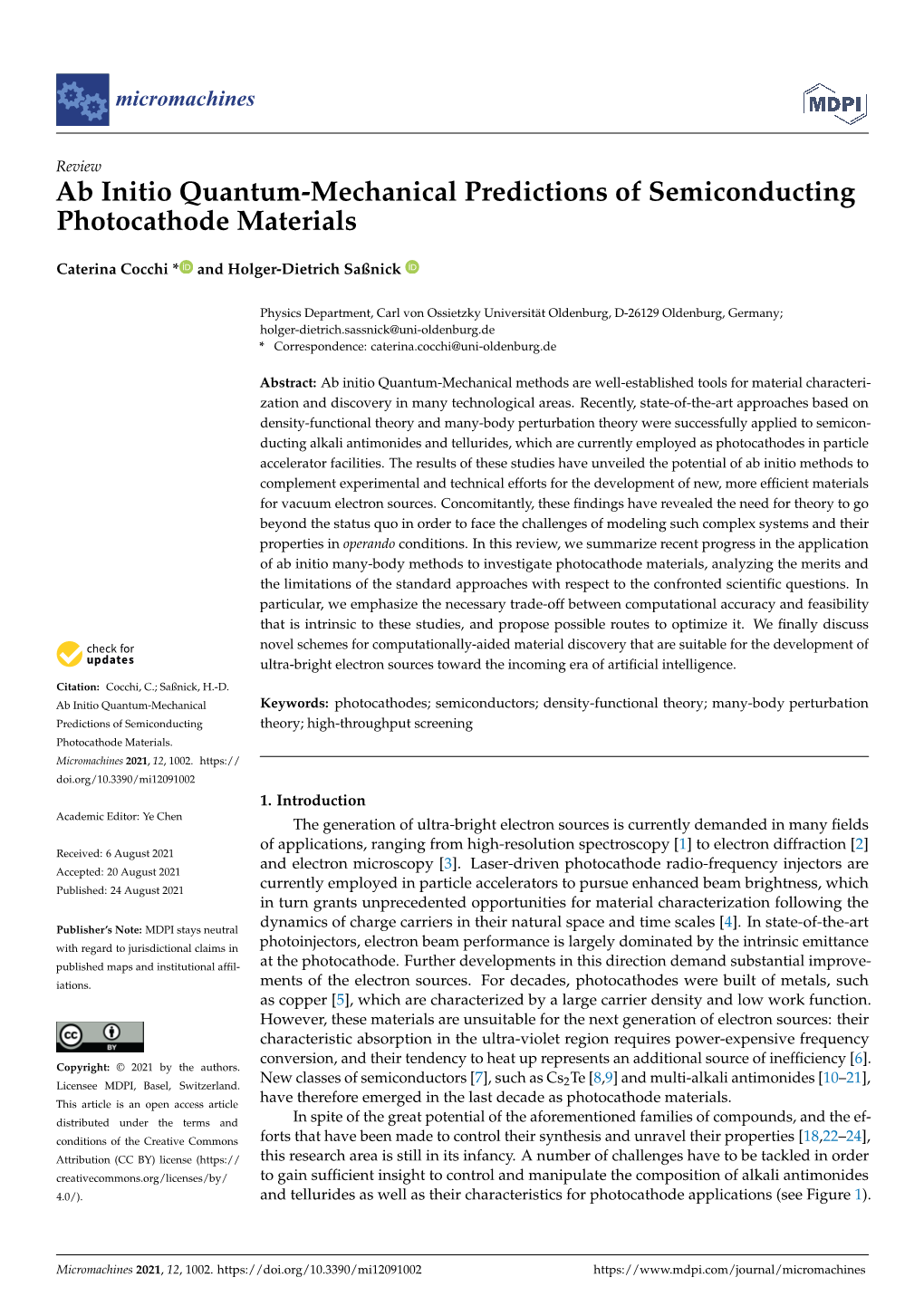 Ab Initio Quantum–Mechanical Predictions of Semiconducting