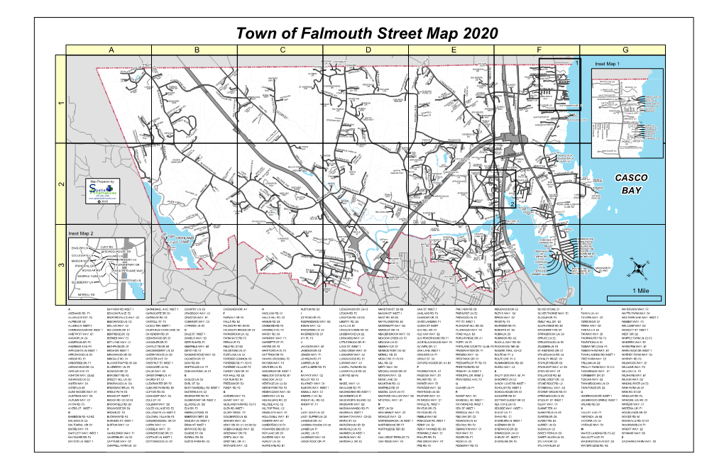 Town of Falmouth Street Map 2020 a B C D E F G