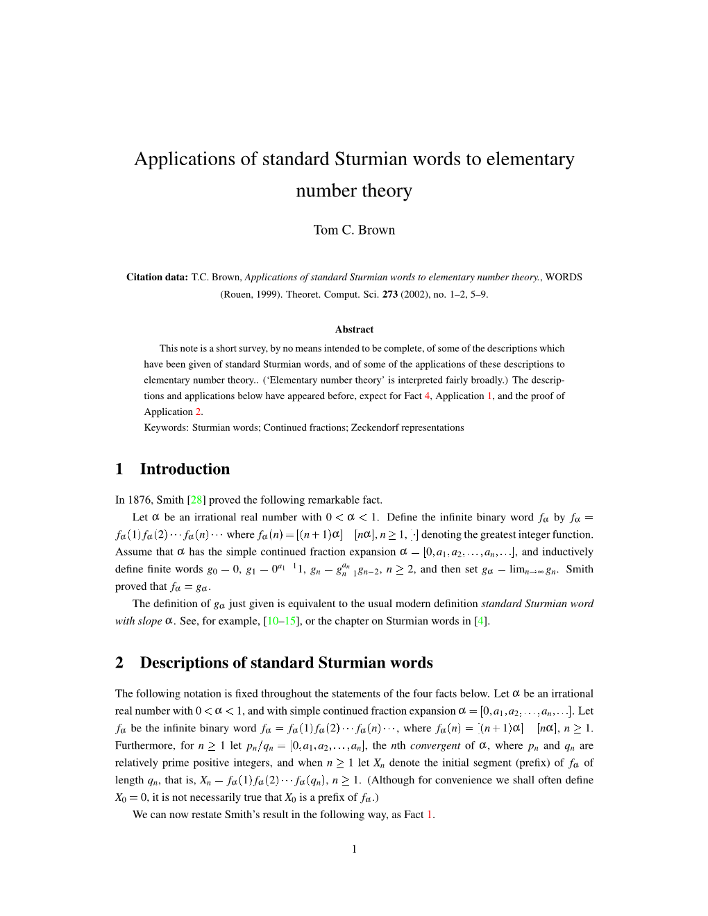 Applications of Standard Sturmian Words to Elementary Number Theory