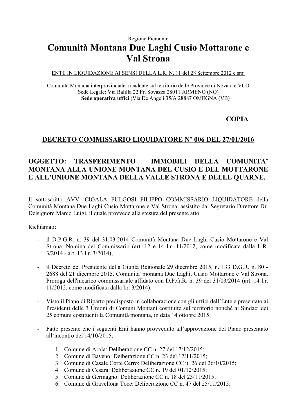 Comunità Montana Due Laghi Cusio Mottarone E Val Strona