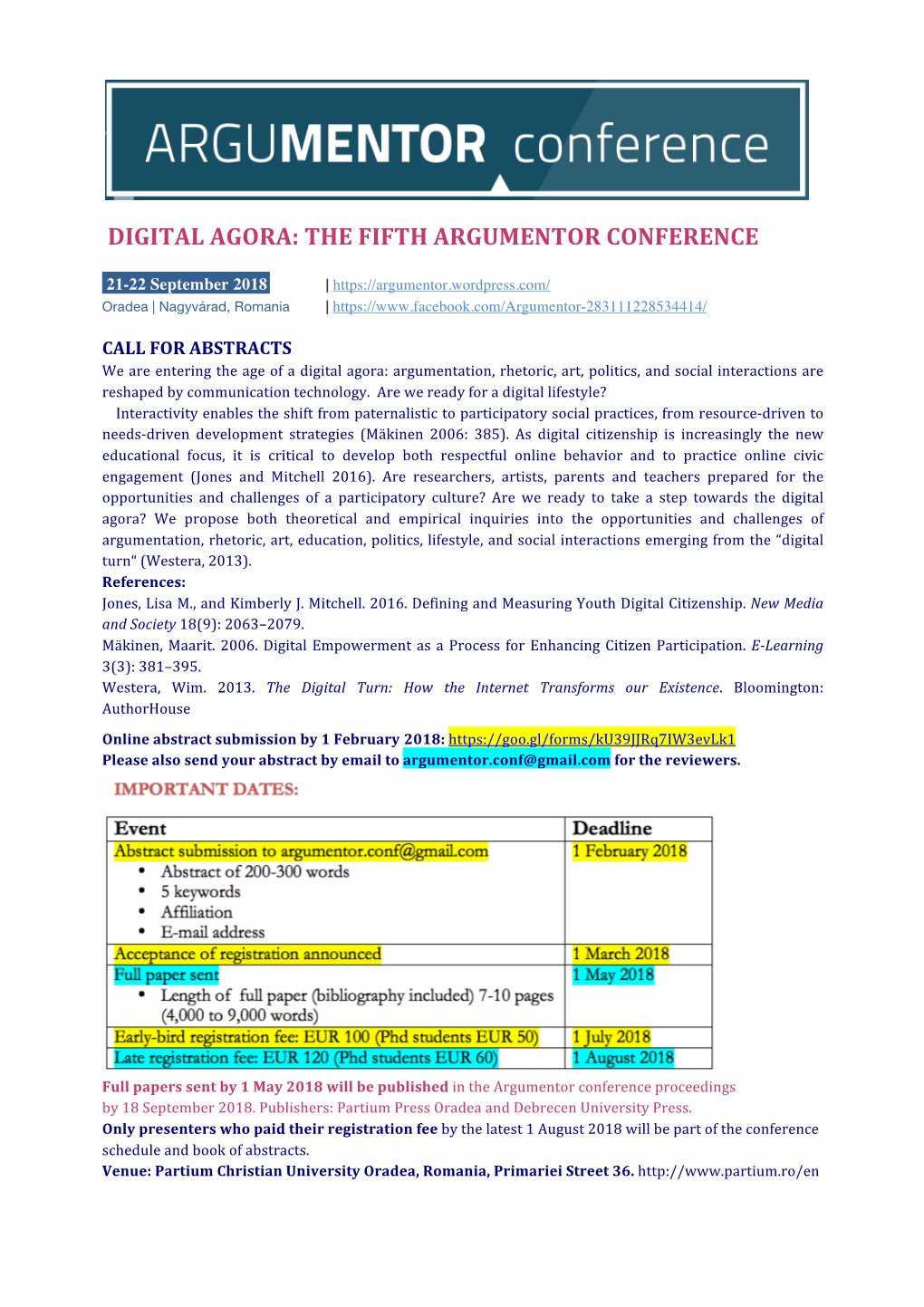 Digital Agora: the Fifth Argumentor Conference