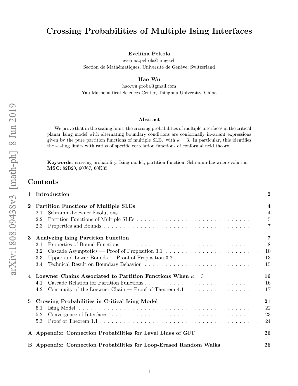 Crossing Probabilities of Multiple Ising Interfaces