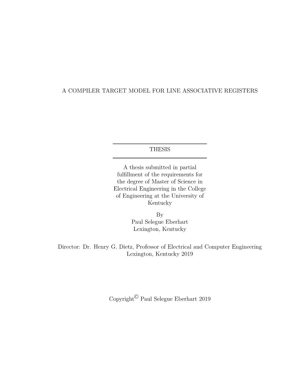 A Compiler Target Model for Line Associative Registers